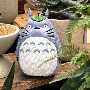 治愈系卡通42厘米高龙猫遮叶花园草坪造景摆件庭院阳台树脂装 饰品