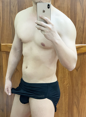 原创GTOPXMAN新款男士开合式家居阿罗裤低腰薄款性感透气平角短裤