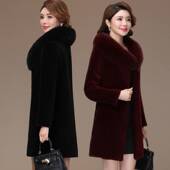 加厚妈妈装 22皮草外套女中长款 海宁羊剪绒大衣颗粒绒仿羊羔毛大码