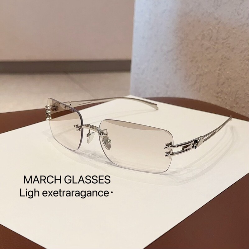 jennie同款无框方形墨镜女高级感韩版个性镶钻辣妹风Y2K太阳眼镜