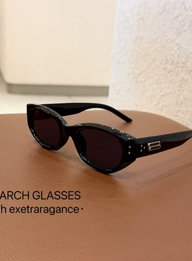 2024新款墨镜男方圆脸小众猫眼窄框高级感个性绿色网红太阳眼镜女