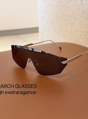 2025新款欧美风无框墨镜女骑行防紫外线防晒登山高级感大框墨镜男