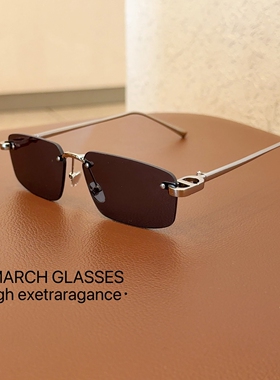 老钱风网红ins无框墨镜潮女士高级感辣妹时尚太阳镜方形遮阳眼镜