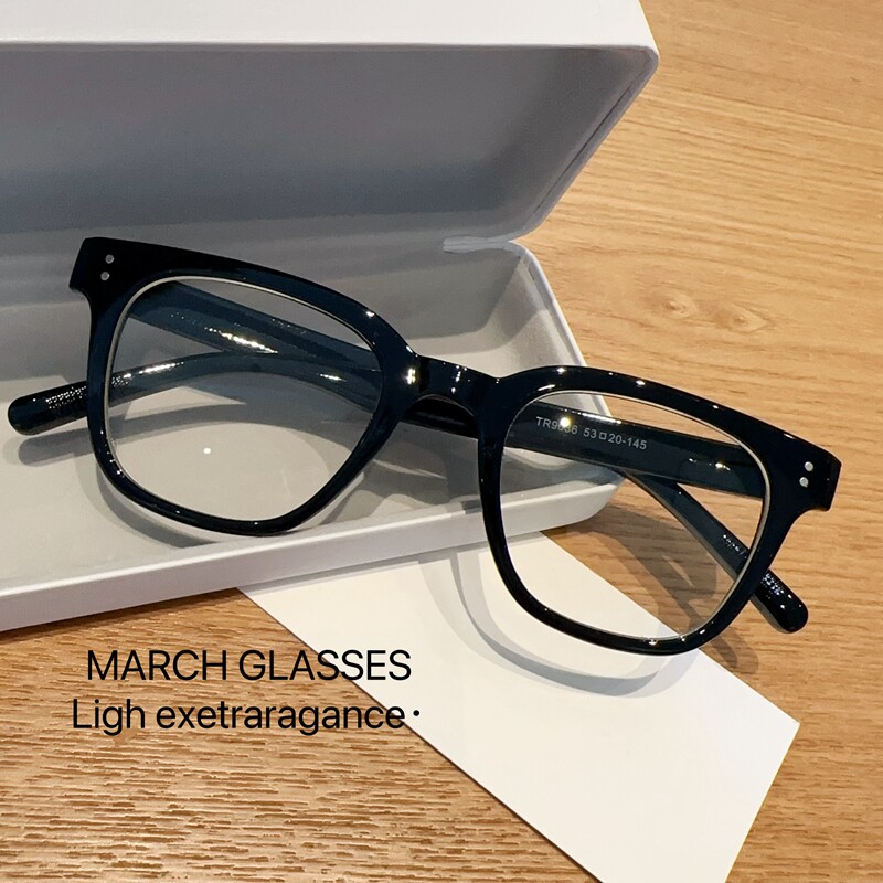 2024新款GM眼镜女时尚方形大框黑色可配近视防蓝光变色显瘦眼镜框