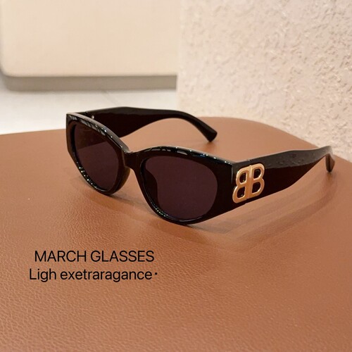 巴黎金标猫眼墨镜女士防紫外线显脸小装饰凹造型复古辣妹太阳眼镜