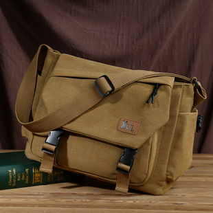 帆布单肩包女新款大容量斜挎包潮流上班通勤包包男休闲上课邮差包