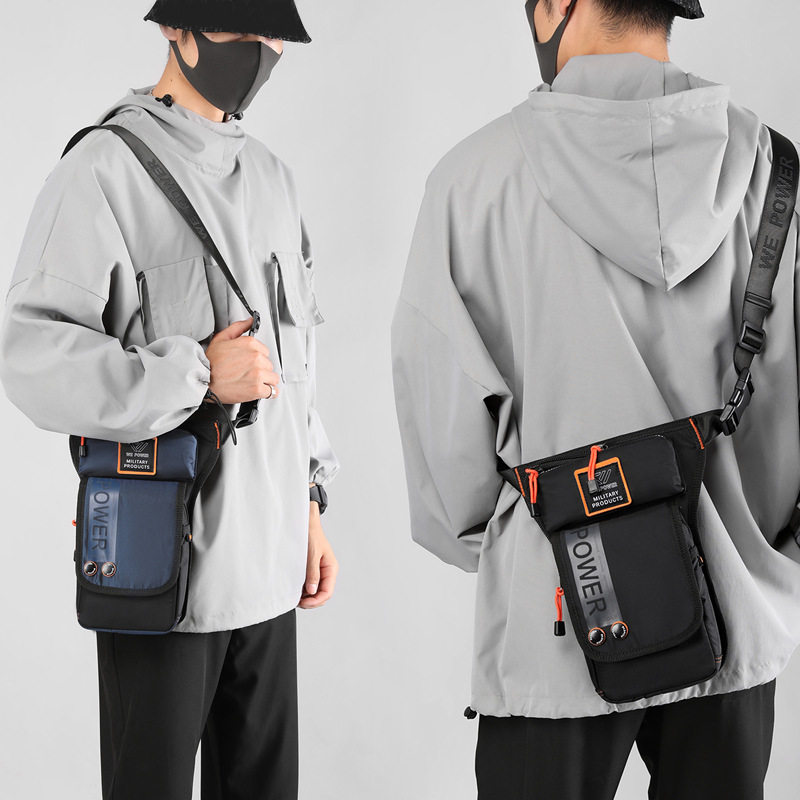 欧美时尚骑行腿包户外运动贴身腰包休闲男士胸包大容量单肩斜挎包