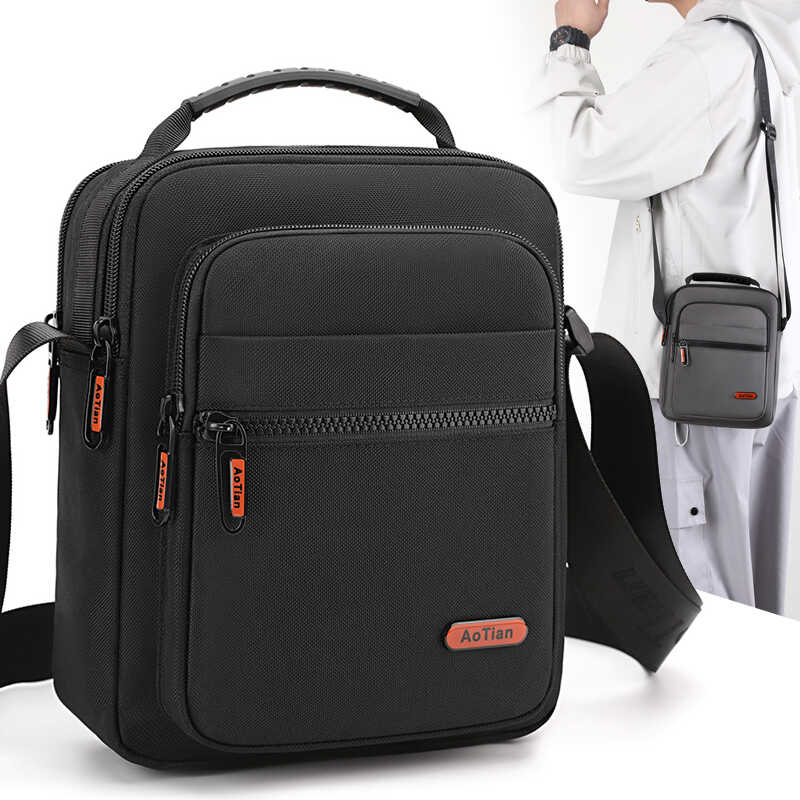 24新款男士防水尼龙牛津帆布单肩斜挎手提背包时尚休闲商务通勤包