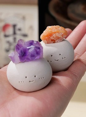 纯手工可爱水晶原石摆件