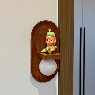 感应实木小野星星人夜灯墙面壁饰磁吸感应diy壁灯家居挂件装饰