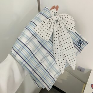 JIC川町香【蓝白诗】天空蓝显白刺绣原创jk学生格裙百褶裙学院短