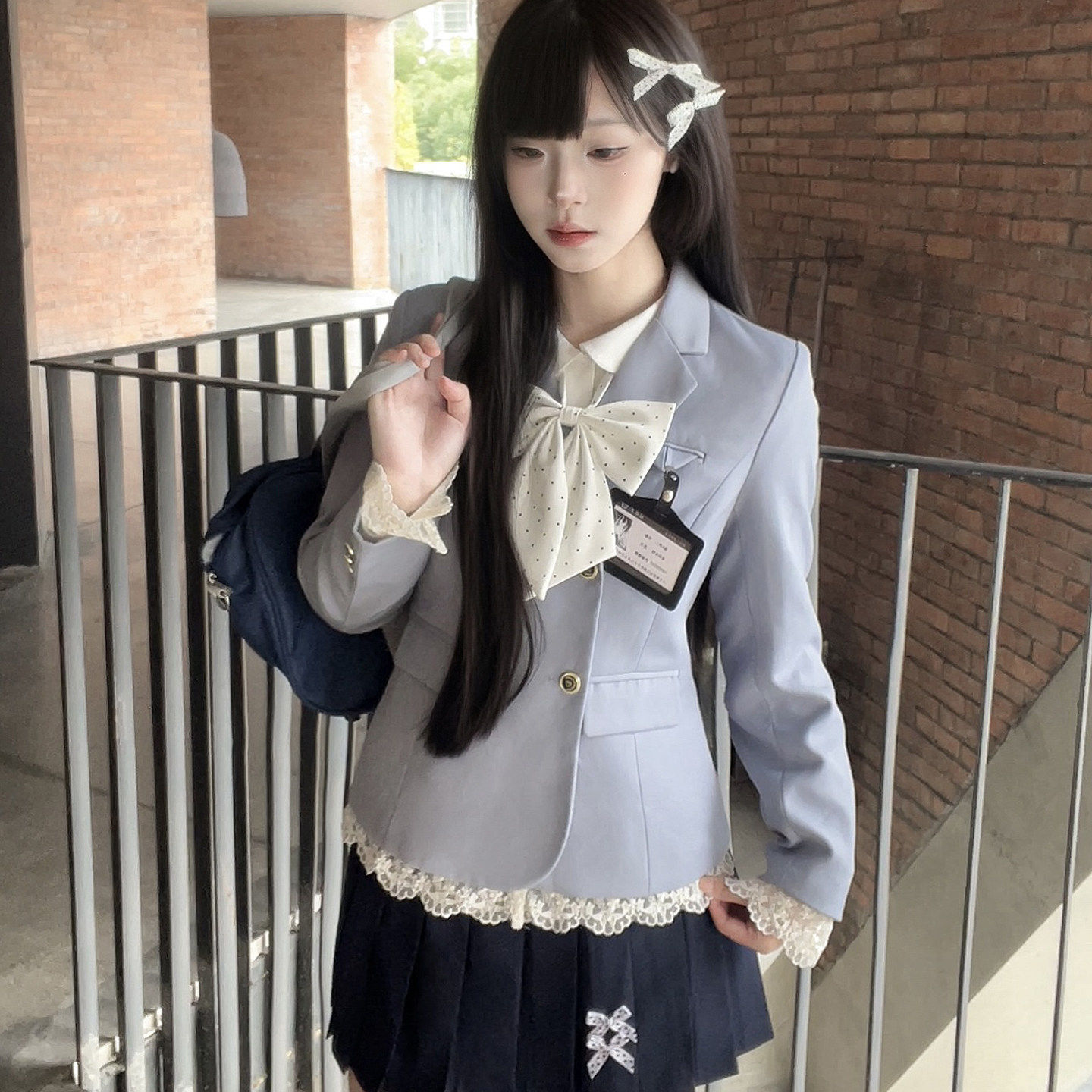 JIC叁一JK工作室【川霖女子】原创jk制服双排扣收腰西服套装学院