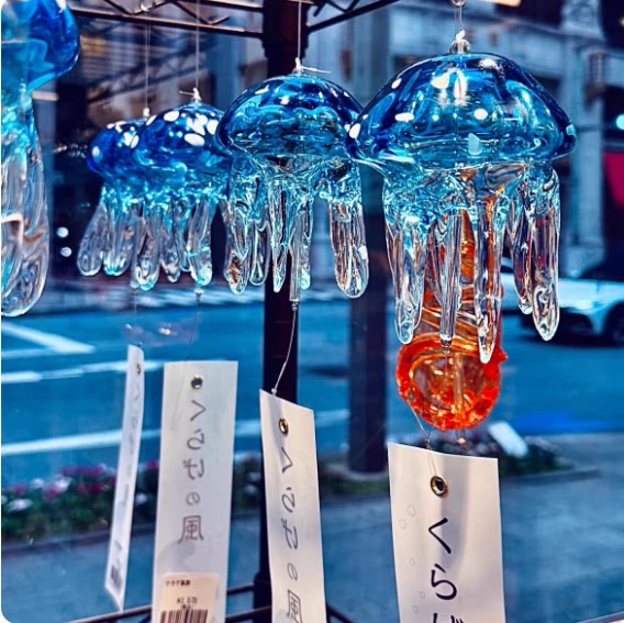 日本水母风铃玻璃风铃学生DIY涂鸦手绘风铃春节用景区室外挂饰品