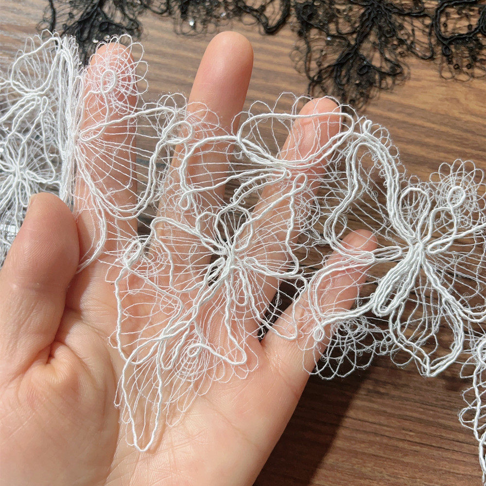 黑白色蝴蝶鱼丝线花边亮片花边手工diy蕾丝材料服装婚纱头饰辅料,居家布艺,花边,淘宝优惠券,粉丝福利购,淘宝优惠卷