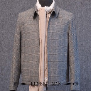 HUMBLE MAN秋冬亲王格全羊毛夹克进口弹力里布精仿时尚休闲男外套