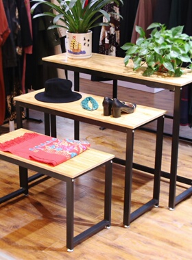 服装店流水台直播带货展示架展会高低桌花店包包鞋架展示台中岛台