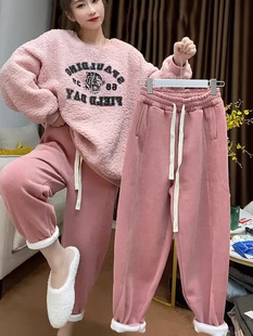 女裤 九分束脚卫裤 加厚宝宝绒萝卜裤 欧洲站2023秋冬洋气高腰奶奶裤