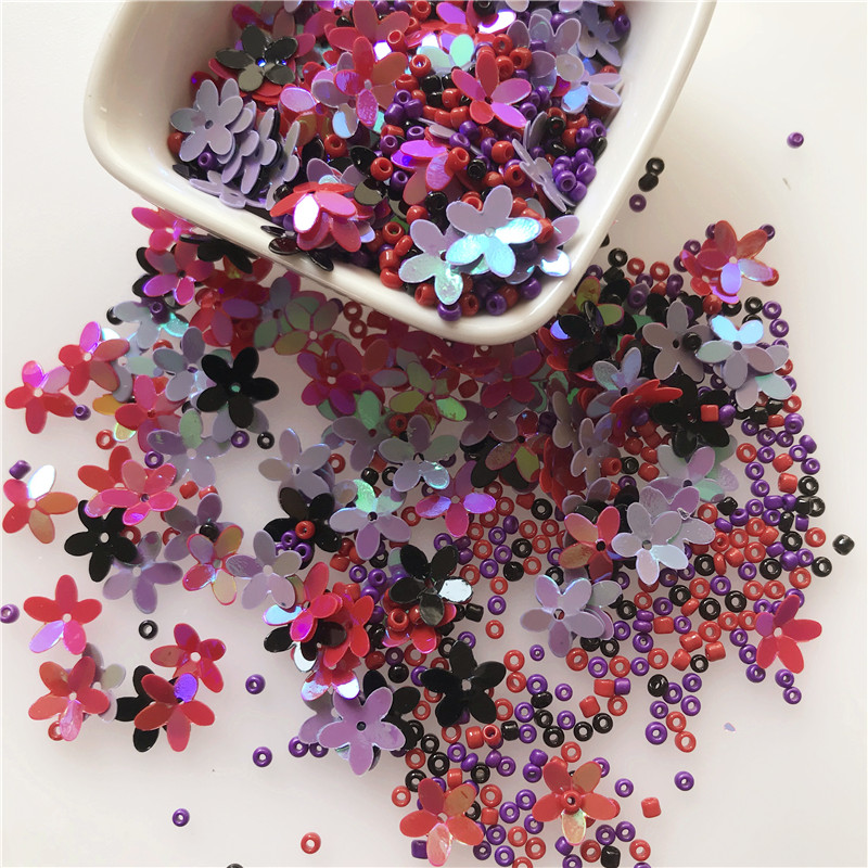 包邮新款花朵手缝亮片串珠片凹