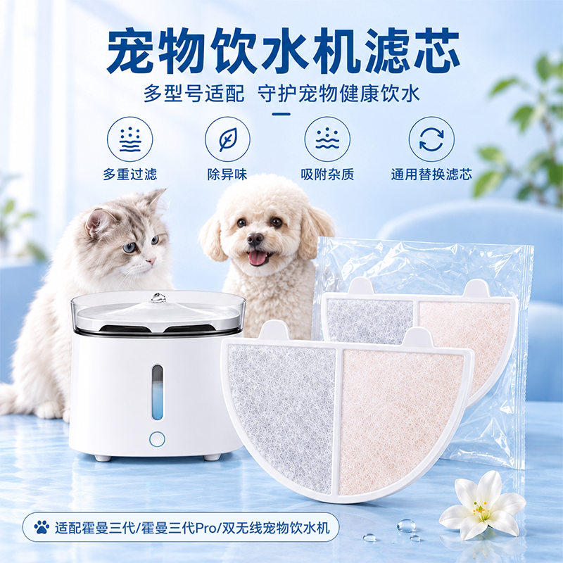 适配霍曼三代Pro双无线宠物饮水机滤芯 猫咪饮水器替换滤片耗材