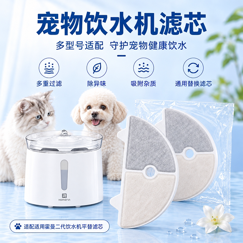 适用霍曼一二代宠物饮水机滤芯 椰壳活性炭过滤棉猫狗喝水器耗材