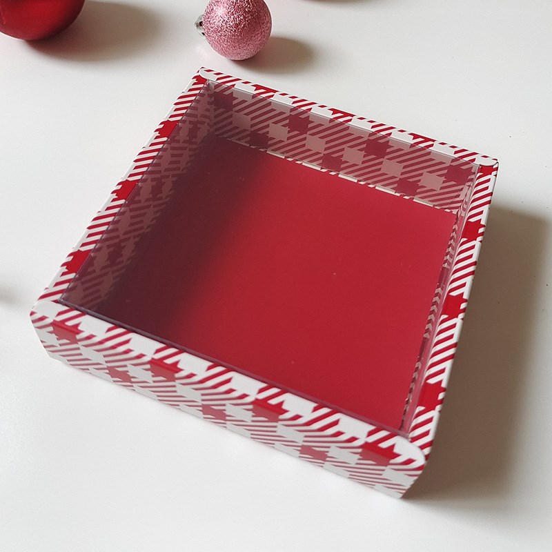 圣诞节糖霜饼干包装盒千鸟格新年纽扣饼干雪花酥盒子