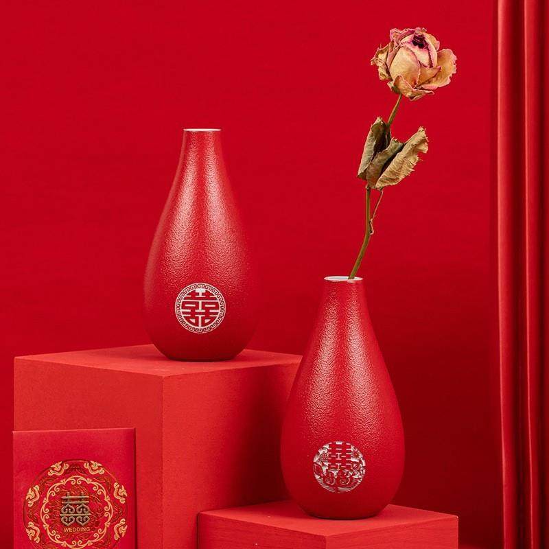 红色花瓶结婚新人婚礼装饰用品陶瓷喜庆摆件婚房布置家居插花器,节庆用品/礼品,婚房装扮用品,淘宝优惠券,粉丝福利购,淘宝优惠卷
