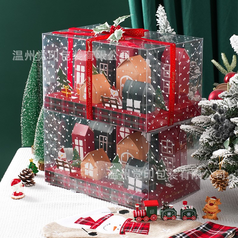 新款圣诞节单层加高礼物盒烘焙牛轧糖饼干雪花酥包装盒子礼盒2025