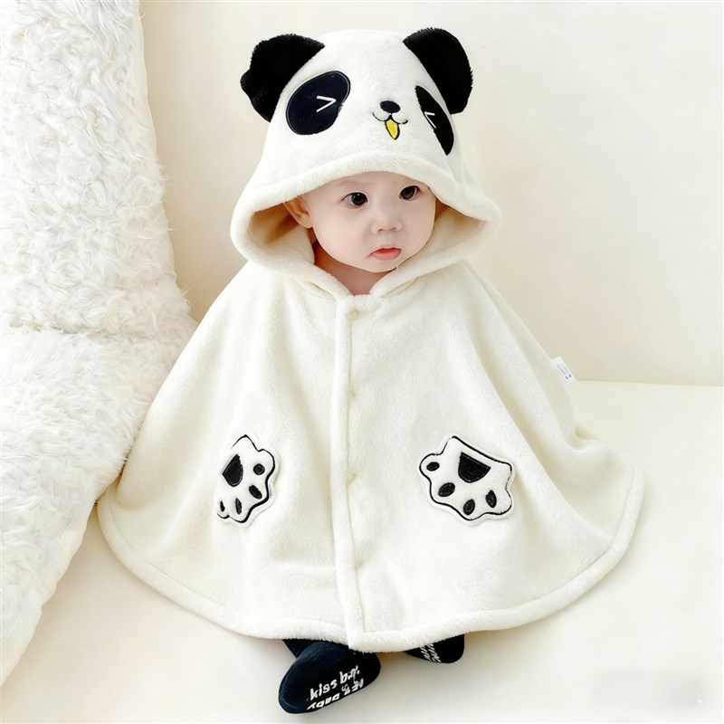 婴儿外出挡风斗篷小月龄加厚加绒冬天男宝女宝宝披风外套防风儿童