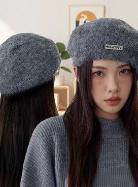 针织贝雷帽女冬季韩系保