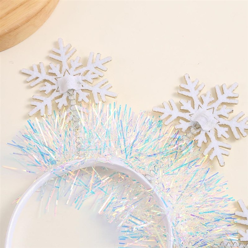 儿童白色雪花亮片新年发箍圣诞节日舞台表演道具派对装扮头饰