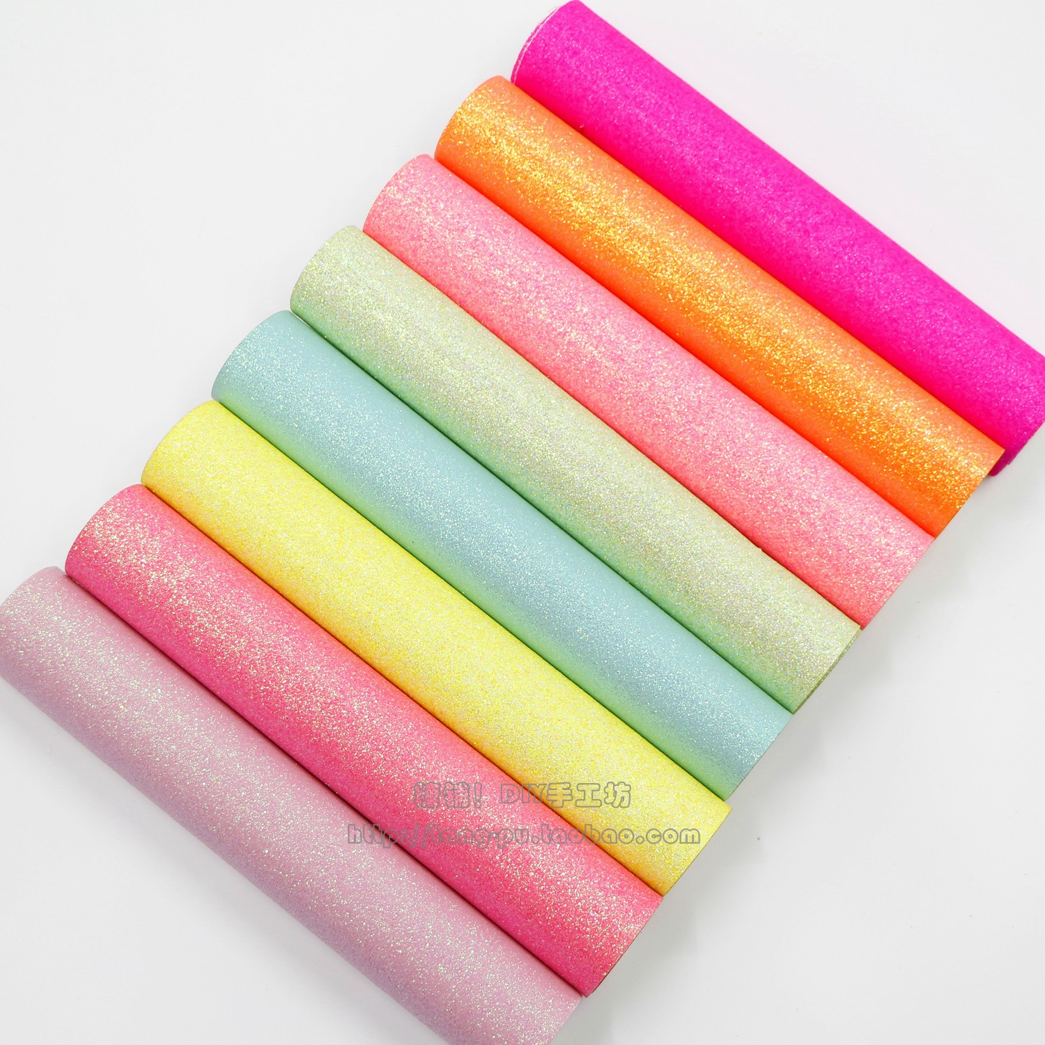 DIY手工发饰蝴蝶结 20X22CM荧光糖果色闪粉闪光人造皮革布料diy