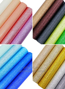 DIY手工发饰材料 韩国高档闪粉皮革 PU人造革 红色蓝色黑色35色选