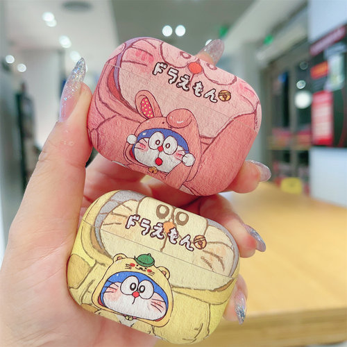 情侣适用AirPodspro2保护套哆啦A梦苹果AirPods4耳机壳airpods pro3卡通少女心二代无线磨砂软壳三代新款四代