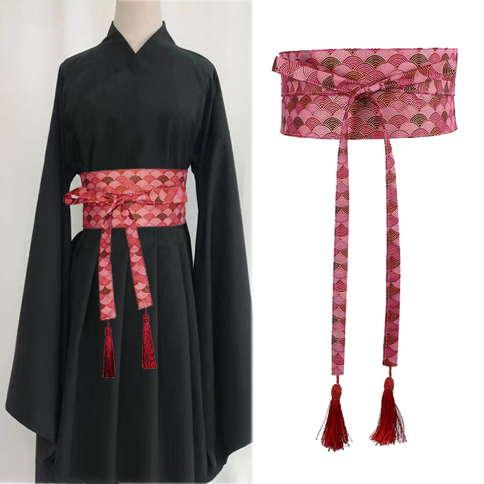 烫金多款花色汉元素腰带流苏女