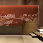 3d新中式 墙纸阁楼客厅电视背景墙壁纸大厅民宿壁布酒店背景墙壁画