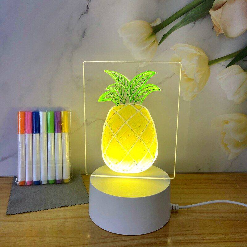 diy写字板亚克力绘画备忘录儿童涂鸦填色USB灯led现代简约便