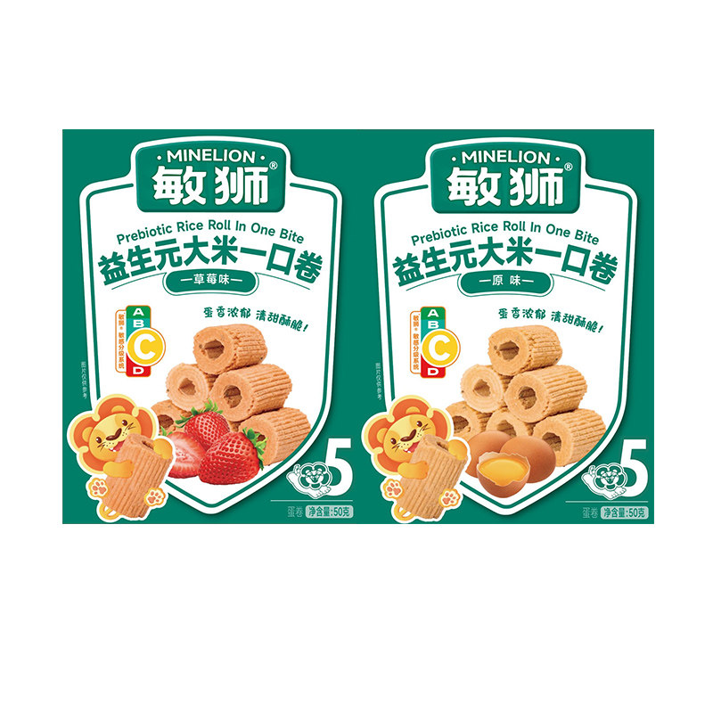 敏狮大米一口卷益生元零食脆卷原味草莓味健康营养鸡蛋棒,婴童食品,宝宝饼干,淘宝优惠券,粉丝福利购,淘宝优惠卷