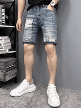 夏季薄款牛仔短裤男潮牌修身弹力五分裤韩版潮流百搭休闲中裤男