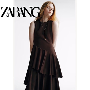 时尚 ZAZR 女装 新品 气质潮流缎面裙摆罗马桥连衣裙13340 2026春季