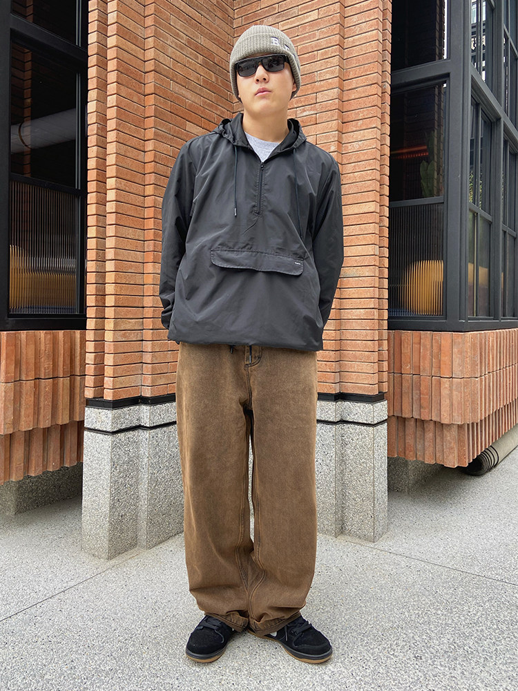 Stirm美式街头棕色滑板长裤