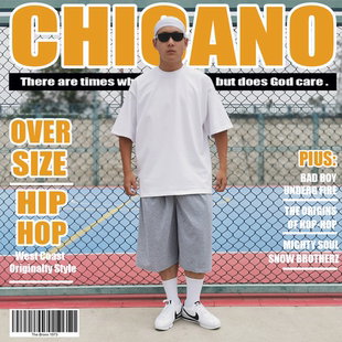 西海岸匪幫街頭嘻哈OldSchool寬松大碼 Chicano夏季 薄款 短褲 七分褲