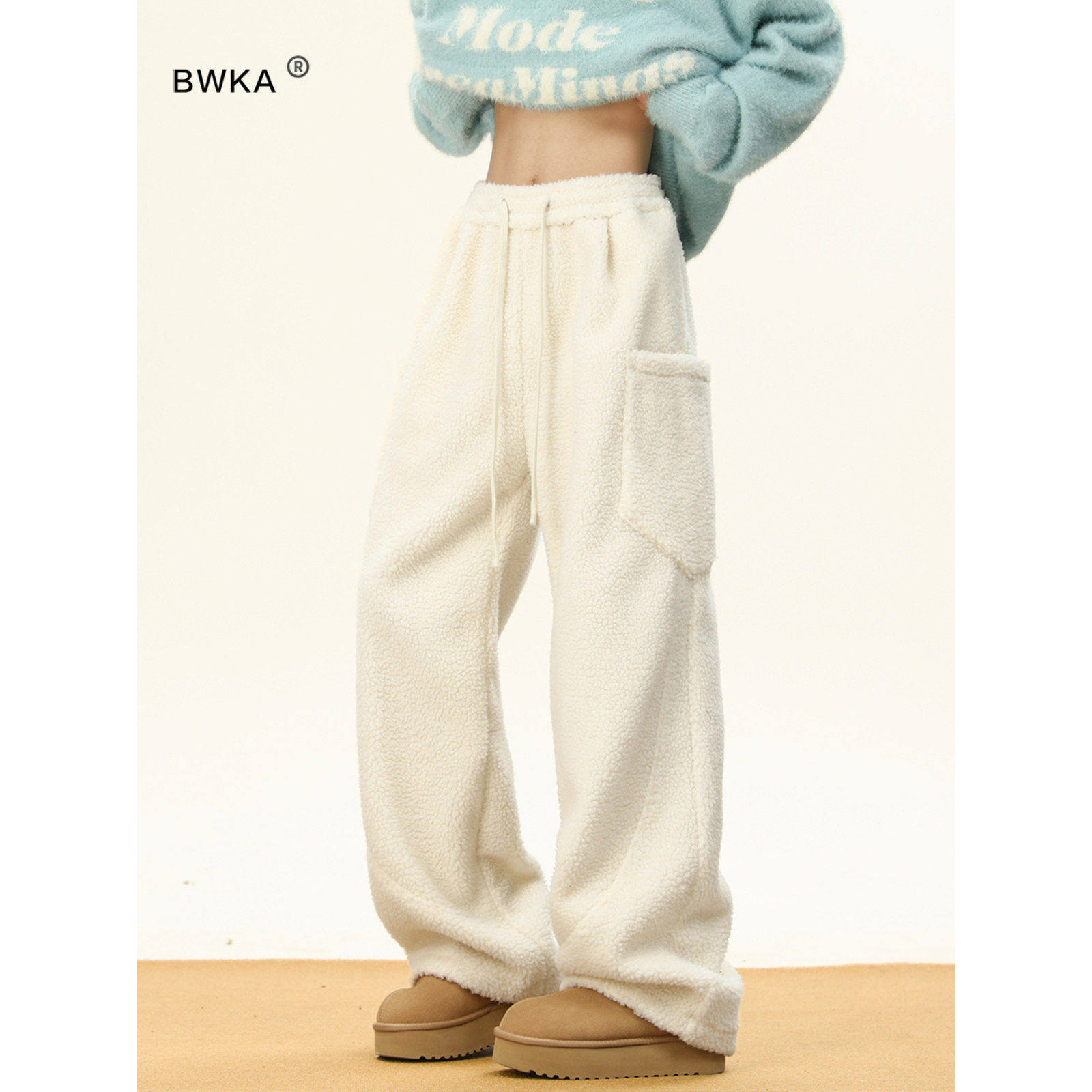 双面摇粒绒裤子卫裤男女加绒直筒简约休闲风美式风欧式运动抽绳,男装,卫裤,淘宝优惠券,粉丝福利购,淘宝优惠卷