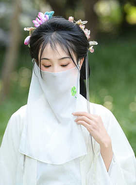 薄款挂耳防晒汉服面纱仙气夏季