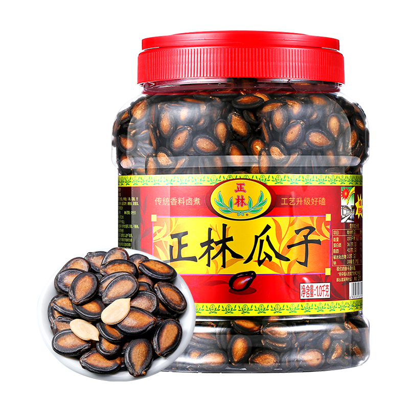 正林瓜子甘草味大片西瓜子3A礼桶装1000g黑瓜子休闲零食坚果年货