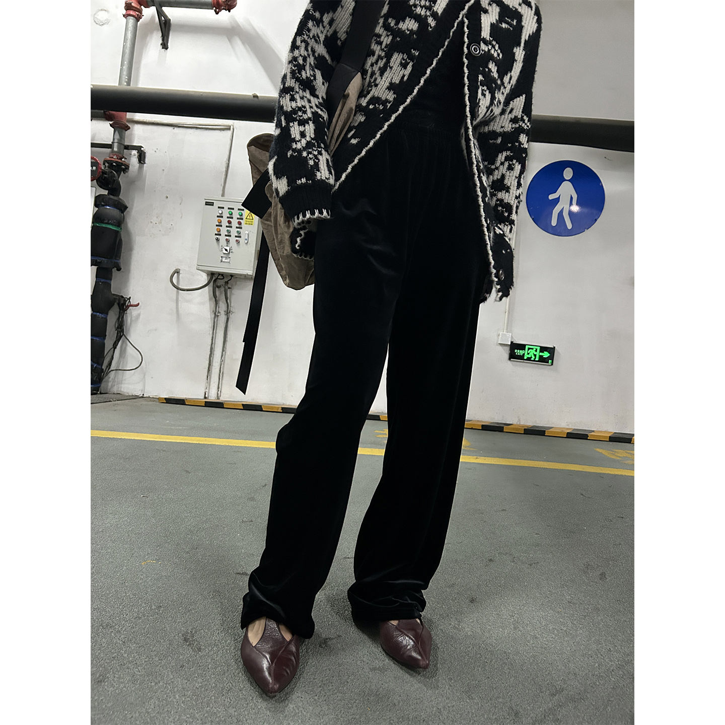 鬼鬼家正品韩代东大门秋冬 慵懒高级高腰显瘦休闲垂感丝绒长裤女