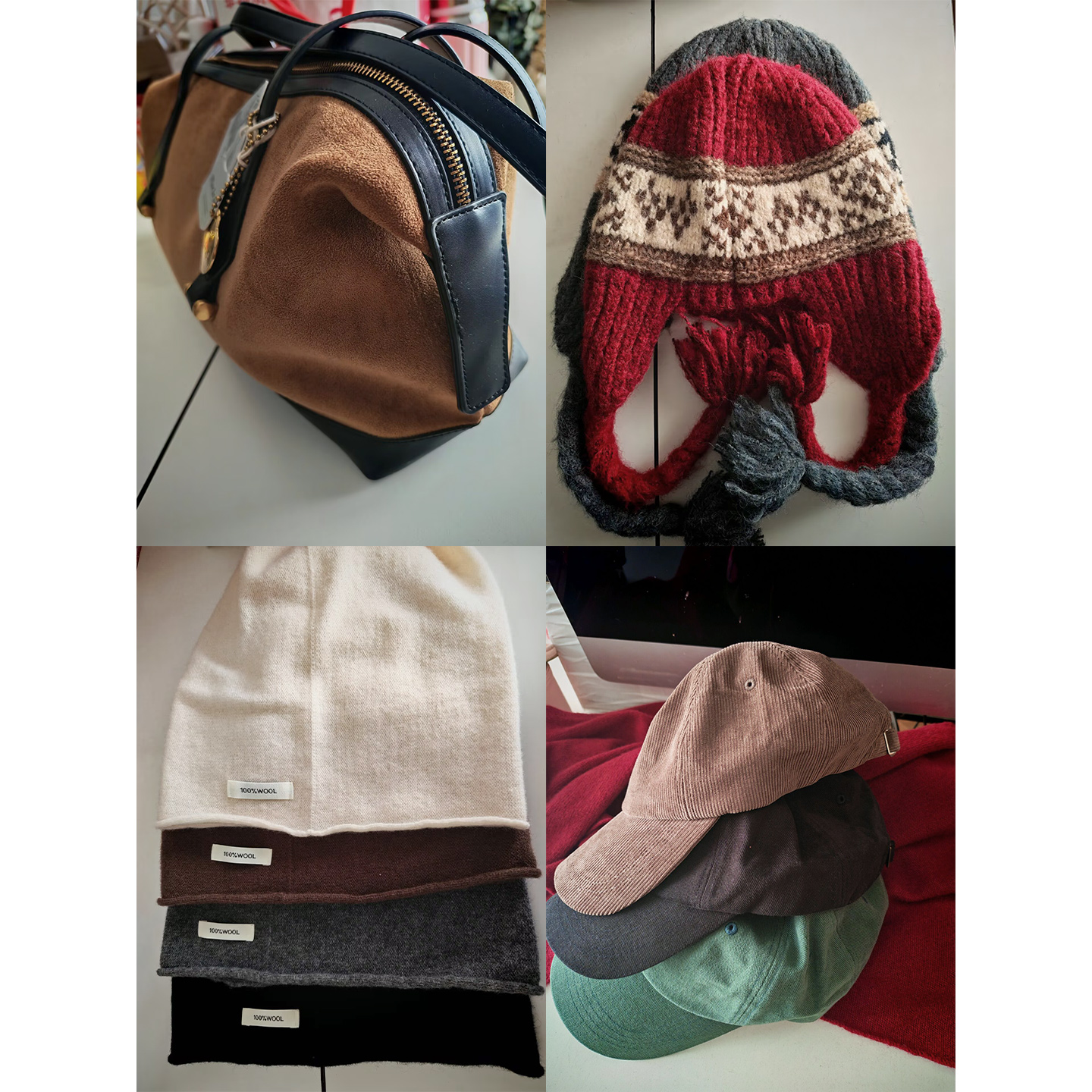 鬼鬼家正品韩代东大门秋冬 复古单肩包费尔岛护耳帽堆堆帽鸭舌帽