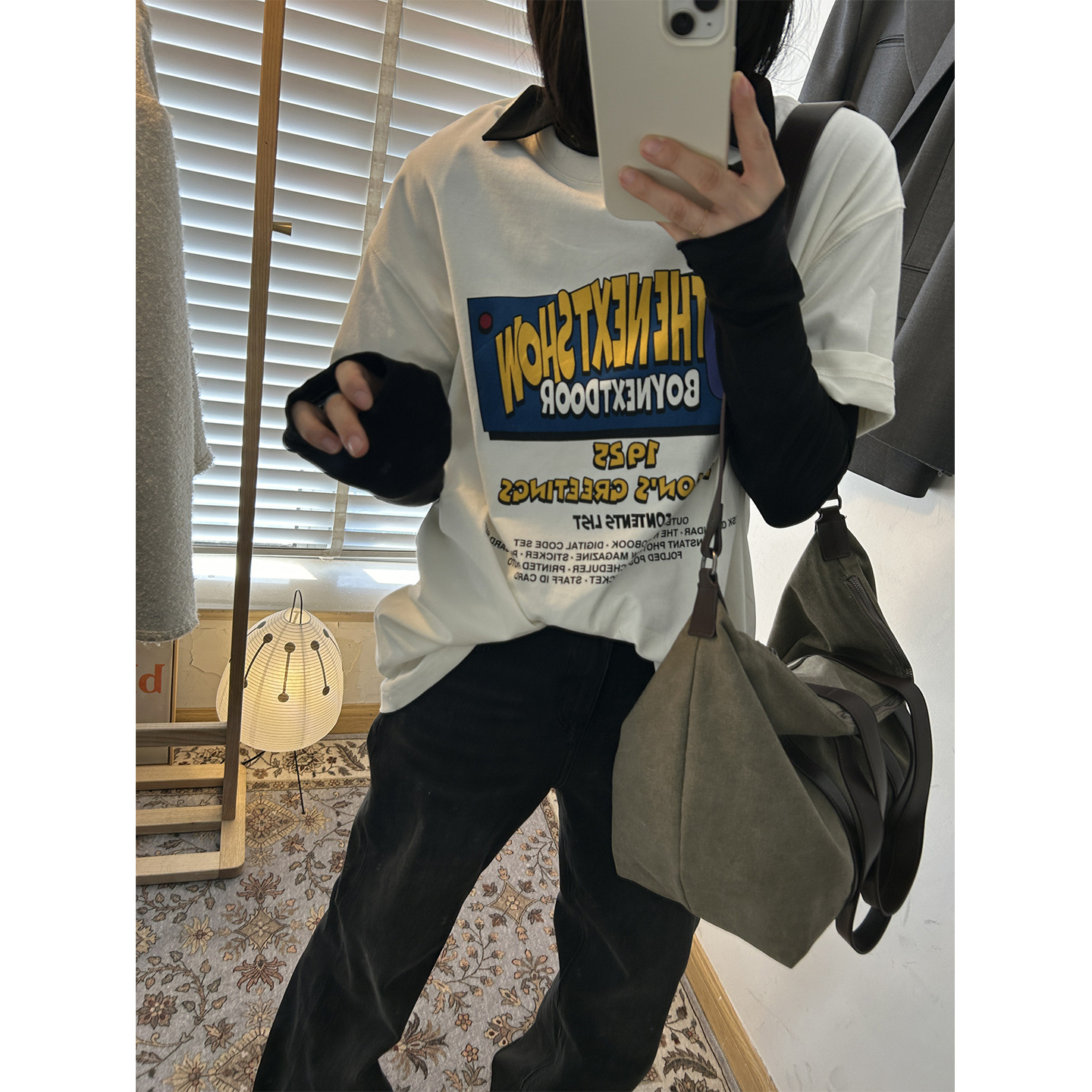 鬼鬼家正品韩代东大门秋 美式字母厚款棉宽松叠穿休闲短袖T恤百搭