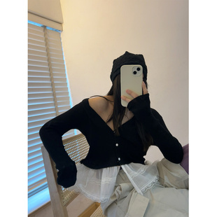 薄外套 小公主上衣小裙摆蕾丝边针织开衫 鬼鬼家正品 韩代东大门