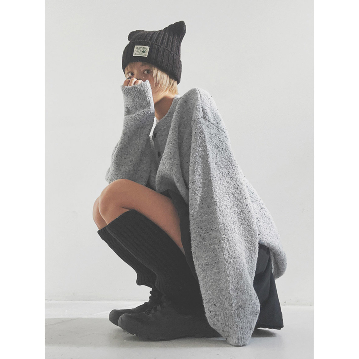 鬼鬼家正品韩代东大门冬 girl亨利领羊毛混纺男女通用套头针织衫