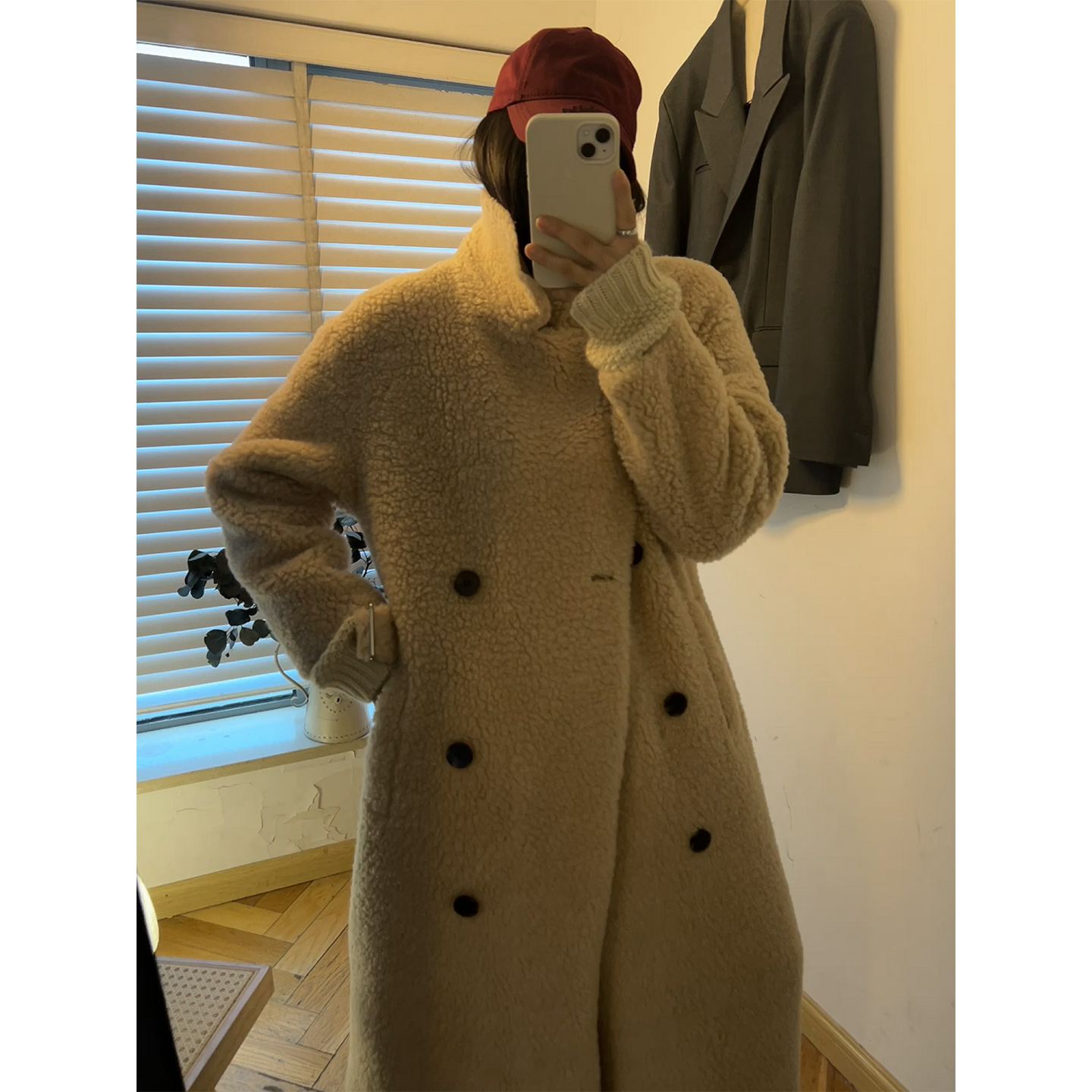 鬼鬼家正品韩代东大门秋冬 自带气场！廓形含腰带羊毛长款外套女